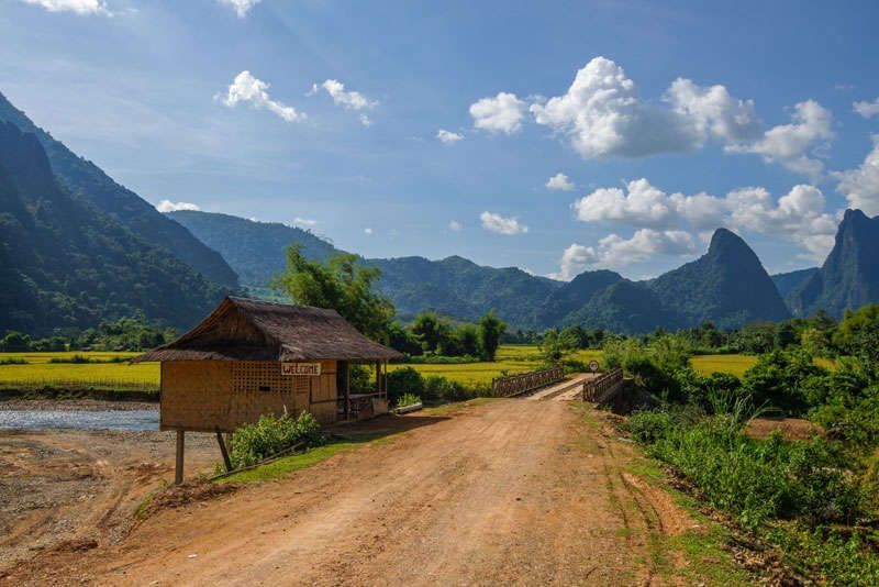 Platteland in Vang Vieng<br>
